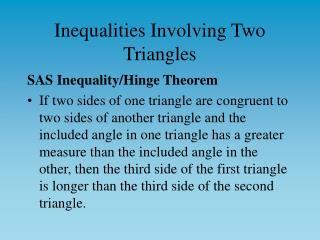 Inequalities Involving Two Triangles