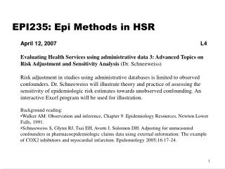 EPI235: Epi Methods in HSR