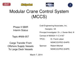 Modular Crane Control System (MCCS)