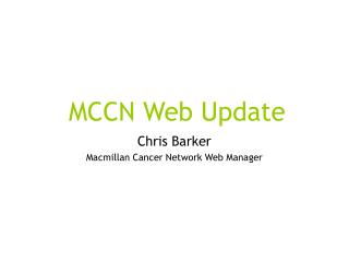 MCCN Web Update