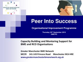 Peer Into Success Organisational Improvement Programme Thursday 30 th September 2010 GMCVO