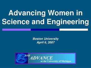 Advancing Women in Science and Engineering