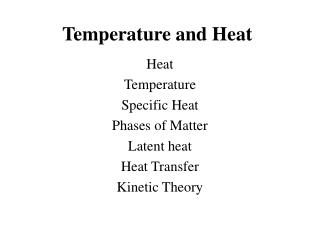 Temperature and Heat