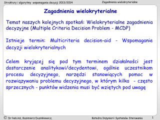 Zagadnienia wielokryterialne