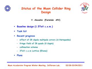 Muon Accelerator Program Winter Meeting, Jefferson Lab, 02/28-03/04/2011