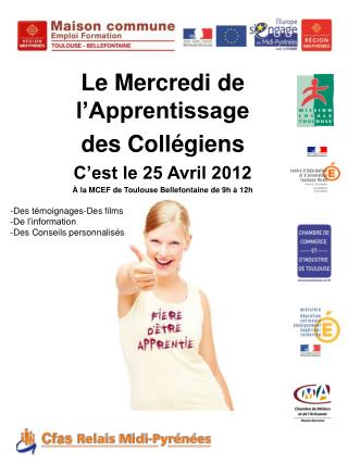 Le Mercredi de l’Apprentissage des Collégiens C’est le 25 Avril 2012