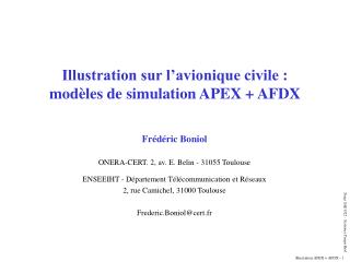 Illustration sur l’avionique civile : modèles de simulation APEX + AFDX