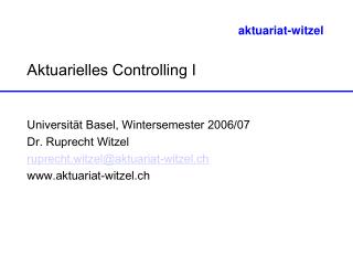 Aktuarielles Controlling I