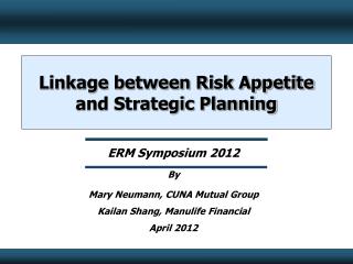 Linkage between Risk Appetite and Strategic Planning