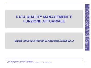 DATA QUALITY MANAGEMENT E FUNZIONE ATTUARIALE