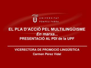 VICERECTORA DE PROMOCIÓ LINGÜÍSTICA Carmen Pérez Vidal