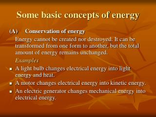 Some basic concepts of energy