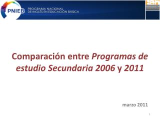 Comparación entre Programas de estudio Secundaria 2006 y 2011