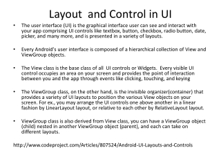 Layout and Control in UI