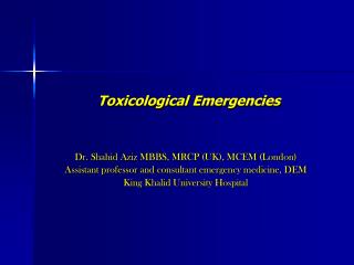 Toxicological Emergencies