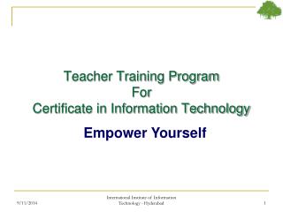 Teacher Training Program For Certificate in Information Technology