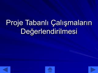 Proje Tabanlı Çalışmaların Değerlendirilmesi