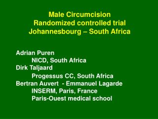 Male Circumcision Randomized controlled trial Johannesbourg – South Africa