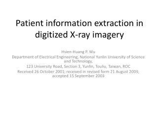 Patient information extraction in digitized X-ray imagery