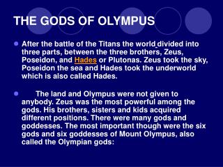 Ppt The Gods Of Olympus Powerpoint Presentation Free Download