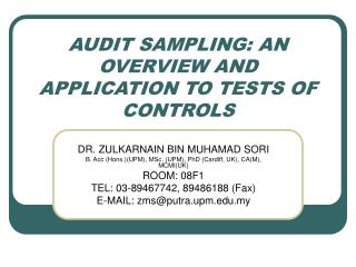AUDIT SAMPLING: AN OVERVIEW AND APPLICATION TO TESTS OF CONTROLS