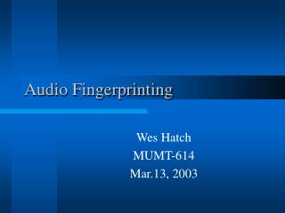 Audio Fingerprinting