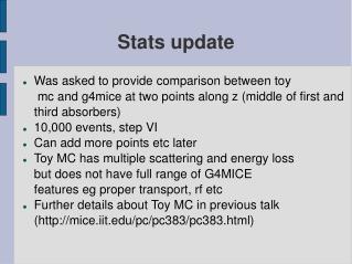 Stats update