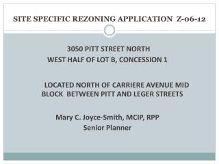 SITE SPECIFIC REZONING APPLICATION Z- 06-12