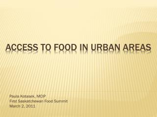 Access to Food in Urban Areas