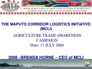 THE MAPUTO CORRIDOR LOGISTICS INITIATIVE (MCLI) 2008 –BRENDA HORNE – CEO of MCLI
