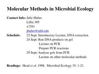 Molecular Methods in Microbial Ecology