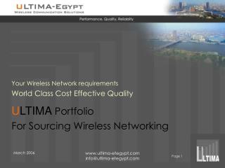 U LTIMA Portfolio For Sourcing Wireless Networking