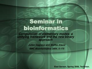 Seminar in bioinformatics