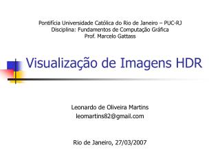 Visualização de Imagens HDR