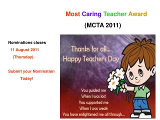 Most Caring Teacher Award 2011