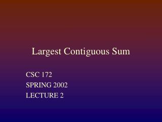 Largest Contiguous Sum