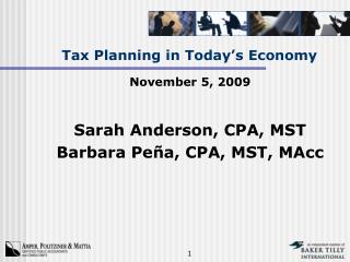 Tax Planning in Today’s Economy