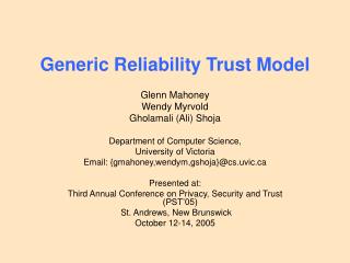 Generic Reliability Trust Model