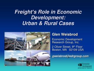 Freight’s Role in Economic Development: Urban &amp; Rural Cases