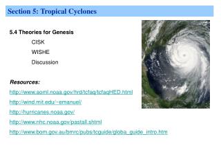 Section 5: Tropical Cyclones