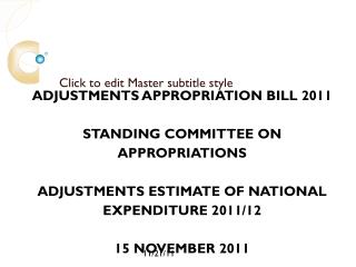 Adjustments Estimate of National Expenditure 2011/12