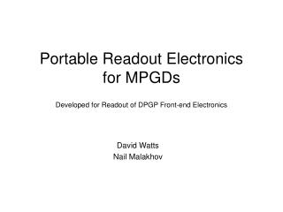 Portable Readout Electronics for MPGDs