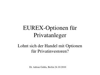 EUREX-Optionen für Privatanleger