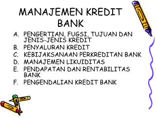 MANAJEMEN KREDIT BANK