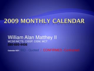 2009 Monthly Calendar