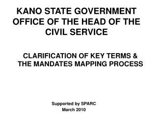 KANO STATE GOVERNMENT OFFICE OF THE HEAD OF THE CIVIL SERVICE