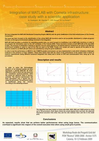 Integration of MATLAB with Cometa infrastructure: case study with a scientific application