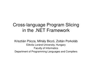 Cross-language Program Slicing in the .NET Framework