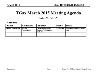 TGax March 2015 Meeting Agenda