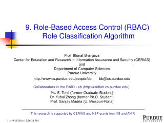 9. Role-Based Access Control (RBAC) Role Classification Algorithm